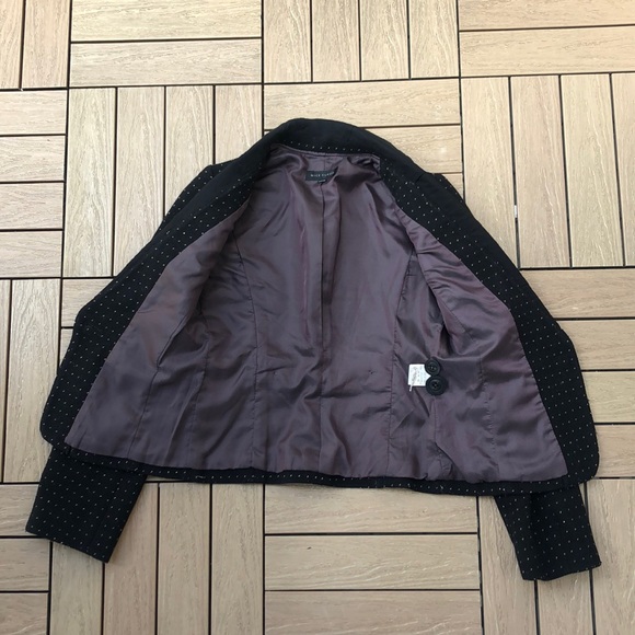 Nice Claup black white dot single button deep v neck wool blazer - Picture 8 of 14